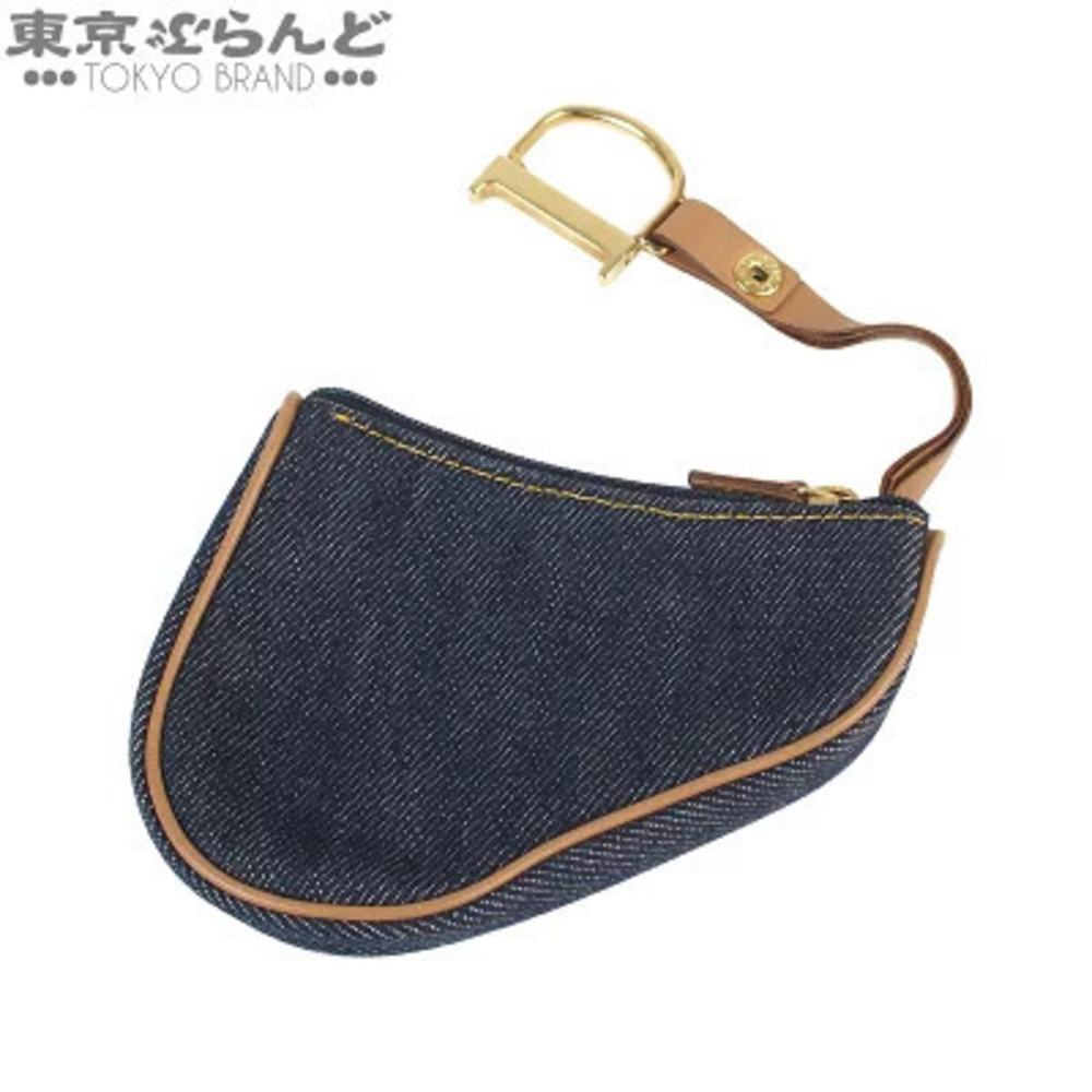 Christian Dior Saddle Denim Leather Accessory Pouch Clutch Indigo
